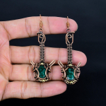 Smaragdiniai 999 vario viela apvynioti auskarai, rankų darbo auskarai su brangakmeniais, papuo&scaron;alai dovanos žmonai visi&scaron;kai nauji auskarai 2.55 Inches