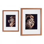 Cadre d&eacute;coratif - Ethnique - Tigre et Lion - Verre bronze - 33 x 3 x 43 cm - &Agrave; poser bronza