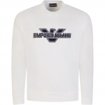 Emporio Armani Vienspalvis Ilgomis Rankovėmis Briaunotas Džemperis Vyri&scaron;ki Vir&scaron;utiniai Drabužiai Baltas 3R1MDA-1JRIZ-0101 XXL