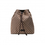 Gucci GG Supreme rai&scaron;teliu užtraukiamas kibiro formos rankinė, smėlio spalvos, su rudos odos apdaila, rai&scaron;teliu užsegimas, pečių rankinė vyrams, kasdieniam ne&scaron;iojimui, kelionėms 449175-KY9MN-9790 Shopping Bag Set(Basic Set+Shopping Bag)