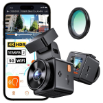 VANTRUE E1 Pro 4K Mini vaizdo registratorius priekinis, STARVIS 2 PlatePix&trade; HDR naktinio matymo automobilio kamera, 5G WiFi GPS