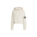 Adidas Originals Campus 00s serija Konklavos logotipas Juostelės spaudinys Trumpas džemperis su gobtuvu Ilgomis rankovėmis Megztinis Moteri&scaron;ki vir&scaron;utiniai drabužiai Baltas IB5921 L