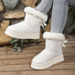 Saldi kaspinė apdaila Suede sniego batai moterims 2025 &Scaron;velnus storas padas Ankle boots moterims &Scaron;ilti dirbtinio kailio Neslystantys žiemos batai 36