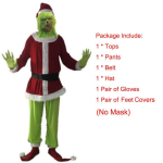Kino kokybės Grinčo kostiumas Helovino ir Cosplay renginiams Costume(No Mask),M black