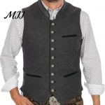 Vyri&scaron;ka Oktoberfest liemenė, Tradicinės aprangos liemenė, Stovintis apykaklė, Sagomis užsegamas, Senovinio Europos stiliaus, Oficialus liemenės gilet, Retro M tamsiai pilka spalva