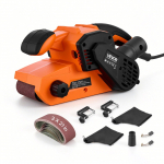 VEVOR 750W juostinis &scaron;lifuoklis 7,6 x 53,3 cm medžio apdirbimo juostinis &scaron;lifuoklis 6 greičiai 630-1200 FPM, 2-in-1 rankinis ir stalinis &scaron;lifavimo įrenginys su 2 dulkių mai&scaron;eliais 31.2 x 14.5 x 15 cm