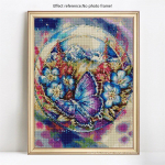 Visi&scaron;kai apvalus deimantinis siuvinėjimas Viso ekrano gyvūnų pie&scaron;imas deimantiniu siuvinėjimu kryželiu drugelis ir gėlė 20X30CM