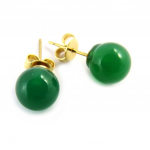 Les Tr&eacute;sors De Lily [M6723] - Boucles plaqu&eacute; or 'Mineralia' agate verte - 8 mm žalia