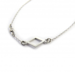 Les Tr&eacute;sors De Lily [N2834] - Bracelet Argent 'Jeux de Cartes' blanc (rhodi&eacute;) carreaux - 12x8 mm