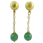 Les Tr&eacute;sors De Lily [Q5655] - Boucles artisanales 'Cl&eacute;opatra' vert blanc dor&eacute; - 55x12 mm žalia