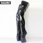 18 cm itin auk&scaron;ti baleto batai JIALUOWEI kanopos auk&scaron;takulniai su užtrauktuku be kulno vir&scaron; kelių Seksualūs feti&scaron;o tarpkojo batai