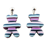 Les Tr&eacute;sors De Lily [R1331] - Boucles d'oreilles artisanales 'Colombine & Arlequin' violet bleu (nounours) - 17x13 mm