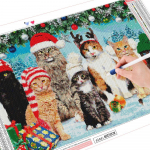 5D viso kvadratinio deimantinio siuvinėjimo katės rankdarbiai Naujas deimantinis paveikslas, gyvūnų kri&scaron;tolo rinkinys, sniego kalėdinė dovana Full Round (20X30CM)
