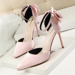 BIGTREE Sweet Lady plonas 10 cm auk&scaron;takulnis sandalas su peteli&scaron;ke 42 rožinė