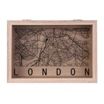 Les Tr&eacute;sors De Lily [A1661] - Boite de rangements bois 'London' noir beige (Londres) - 24x16x6 cm juoda