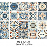 20 vnt Bohemi&scaron;ko stiliaus plytelių sienų lipdukai Virtuvės Backsplash vonios spintelės atnaujinimo nulupimo ir klijavimo vandeniui atsparūs meniniai sienų lipdukai 10cmX10cmX20pcs