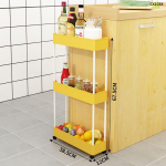 2/3/4 pakopų plonas laikymo krep&scaron;elis virtuvės vonios kambarys tvarkyklės lentyna mobilios lentynos, susukamas vežimėlis su ratukais, kilnojamas tarpas 38.5*12*67.5cm geltona