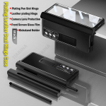 Dengtas liečiamas ra&scaron;iklis Samsung Z Fold 4 3 lanksto dėklui su ra&scaron;iklio laikikliu, dangtelis Galaxy Z Fold 4 odiniam lanksto dėklui, priekinės ekrano plėvelė For Galaxy Z Fold 3 juoda