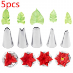 Lapai Antgaliai Nerūdijančio plieno Apledijimo Vamzdeliai Antgalių Patarimai Konditeriniai Patarimai Fondantui Tortų Kepimui Dekoravimo Įrankių Rinkinys 5 vnt. 5PCS