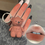 Cute Bear Matte Lūpų purvas Velvet Grey Pink Keychain Lūpdažis vandeniui atsparus ilgalaikis lūpų glazūra Kosmetika Ne&scaron;iojami lūpų blizgesiai
