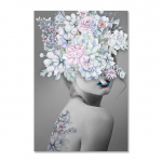 Naujas didelio dydžio sienų menas &Scaron;iuolaikinės mados gėlės vir&scaron;elis veidas auksinis ilgaplaukis moters drobės dekoratyvinis paveikslas svetainei 21cm&times;30cm NoFrame