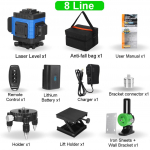 16/12/8 linijos Žalia &scaron;viesa 4D automatinis savaime i&scaron;silyginantis lazerinis lygis 360 horizontalus reguliavimas Itin galingas žalias lazeris patalpose