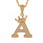 Sveiki, AZ Crown Alphabet pakabukas grandinėlė, punk hiphopo stiliaus, moters, vyro pradinio vardo papuo&scaron;alai X