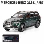 1/24 mastelio liejamas automobilio modelis Benz GLS63 AMG lydinio kolekcionuojamas, traukiamas atgal žaislinis automobilis su lengvu ir garsu žaisline transporto priemone suaugusiems berniukams, dovana 1/24-21x8.5x7.5cm žalia