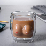 2 vnt. Seksuali Moteri&scaron;ka Krūtinė Dvisluoksnis Stiklinis Puodelis Juokingas Namų Biuras Geriamasis Stiklinis Baras Restoranas Unikali kavinė Kokteilis Alaus bokalas Breast Cup 300ml