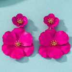 Nauji Sen stiliaus retro ilgi auskarai su spalvingais gėlių rožių raudonais auskarais ir daugiasluoksniais kūrybiniais auskarais 6.6*4.2cm raudona