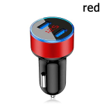 Automobilinis įkroviklis Dvigubas USB Qc 3.0 Adapteris Cigarečių žiebtuvėlis Led Voltmetras Visų tipų Mobiliojo telefono įkroviklis Smart Dual USB įkrovimas raudona