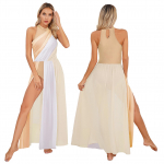 Moteri&scaron;ka baleto suknelė Ilga &scaron;okių suknelė su &scaron;ifoniniu sijonu Berankovių baleto triko suknelė, skirta lyriniams &scaron;iuolaikinių &scaron;okių &scaron;okiams M