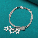 925 sterlingo sidabro žvaigždutė penkių gyvatės grandinėlės apyrankė moterims madingi vestuvių vakarėlio žavesio papuo&scaron;alai 20cm