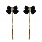 1 pora moteri&scaron;kų auskarų, nuimami, dovanų, lengvi, stilingi, mieli, juodi kaspino formos moteri&scaron;ki auskarai, madingi papuo&scaron;alai juoda