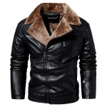 Winter Plus Velvet Lapel Pu Odinė striukė Vyri&scaron;ka europieti&scaron;ka ir amerikieti&scaron;ka odinė striukė L juoda