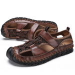 40-48 Rankų darbo vyri&scaron;kos basutės lauke Odinės basutės paplūdimio batai žygiams lauke odiniai sandalai 43 tamsiai ruda spalva