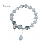 Moteri&scaron;kos apyrankės imitacijos, opalinis drugelio pakabukas, lygi elastinga juosta, įprastai prigludusios moters gimtadienio dovana, i&scaron;skirtiniai lengvi rie&scaron;o apyrankės papuo&scaron;alai sidabras