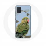 Coque pour Samsung Galaxy A51 5G Perruches Oiseaux vert