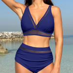 Moteri&scaron;ki maudymosi kostiumėliai 2 dalių auk&scaron;tu juosmeniu pamink&scaron;tintas bikini Push Up bikinio rinkiniai dviejų dalių maudymosi kostiumėlis V kaklo 2XL