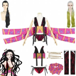 Anime Demon Slayer Kimetsu No Yaiba Daki Cosplay Kostiumas Galvos Apdangalas Seksualus Uniforminis Mergaitėms Moterims Helovinas Karnavalo Drabužiai L-(Full set+wig)