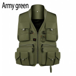 Vasaros vyrų taktinė žygio žvejo liemenė su daug ki&scaron;enių fotografo liemenė lauko laisvalaikio vyri&scaron;kos plonos krovininės striukės liemenės 3XL armijos žalia spalva