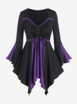 Rosegal Gothic Flare Sleeves Suvarstomas dviejų tonų nosinės mar&scaron;kinėliai