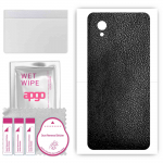 apgo Protective Skin Sticker for the back compatible with Vivo Y91D, Wrap Film, Foil, Vinyl - Pattern Black Leather