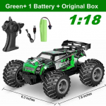 Nauji nuotolinio valdymo RC automobiliai berniukams 25 km/h greitas automobilis suaugusiems RTR 2WD visureigis Monster Truck su LED lemputėmis Radijas žaislai Dovanos vaikams 1 battery žalia
