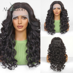 ALAN EATON Nėriniai priekiniai blondiniai ombre perukai Sintetinis ilgas tiesus perukas su tamsia &scaron;aknimi moterims Daily Cosplay Party, kar&scaron;čiui atsparus pluo&scaron;tas