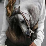 Džemperis su arklių ra&scaron;tu 3D gyvūnų ra&scaron;to apvalia apykakle ilgomis rankovėmis sportinis kostiumas Harajuku džemperiai auk&scaron;tos kokybės paltas mergaitėms moteri&scaron;ki drabužiai XL