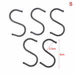 5 vnt. juodi S formos kabliukai Virtuvinis vonios kambarys Pakabinamas virtuvės reikmenų krep&scaron;io rank&scaron;luosčių laikiklis S