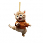 Automobilinis pakabukas su virvele Lengvai pakabinamas Kung Fu Cat dizaino automatinis galinio vaizdo veidrodžio ornamentas gyvūnų pakabukas Automobilio interjero priedai D