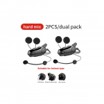 E1 motociklo Bluetooth 5.0 &scaron;almas domofono ausinės + vandeniui atsparus IPX6 + 2 motociklininkai + 1000M diapazonas + laisvų rankų muzika važinėjimui lauke Hard microphone,2-Pack