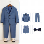 Balta Mėlyna Vaikų Berniukų Baltas &Scaron;varkas Liemenė Kelnės Vaikų Krik&scaron;tynų Vestuvių I&scaron;leistuvių Kostiumas Kūdikio Berniuko Eleganti&scaron;ka Suknelė Paauglių Vakarėlio Kostiumas Žalia Raudona 120cm mėlyna